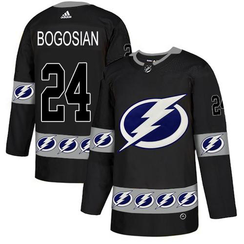 Adidas Tampa Bay Lightning Men #24 Zach Bogosian Black Authentic Team Logo Fashion Stitched NHL Jersey